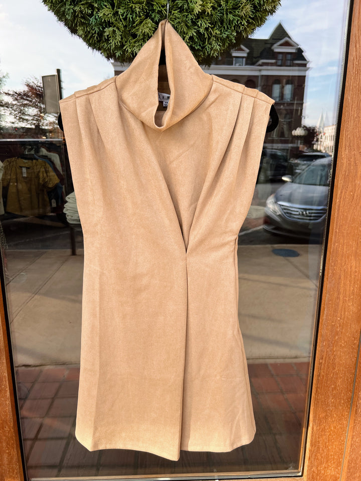 THML Turtleneck Suede Dress- Camel