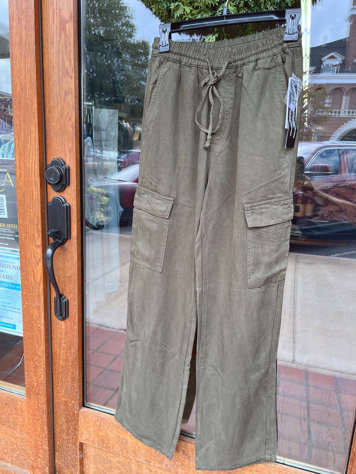 Tribal Wide Leg Cargo Pant- Olive