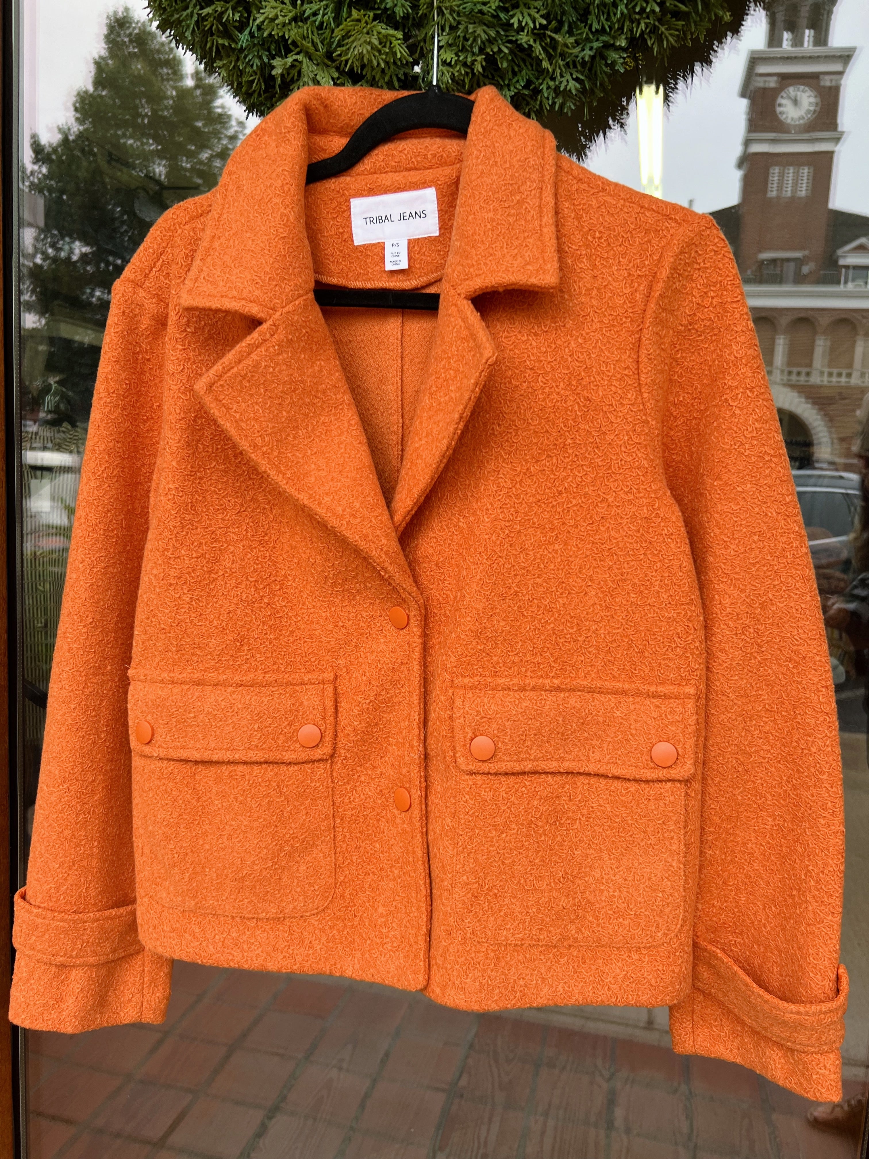 Burnt orange peacoat best sale