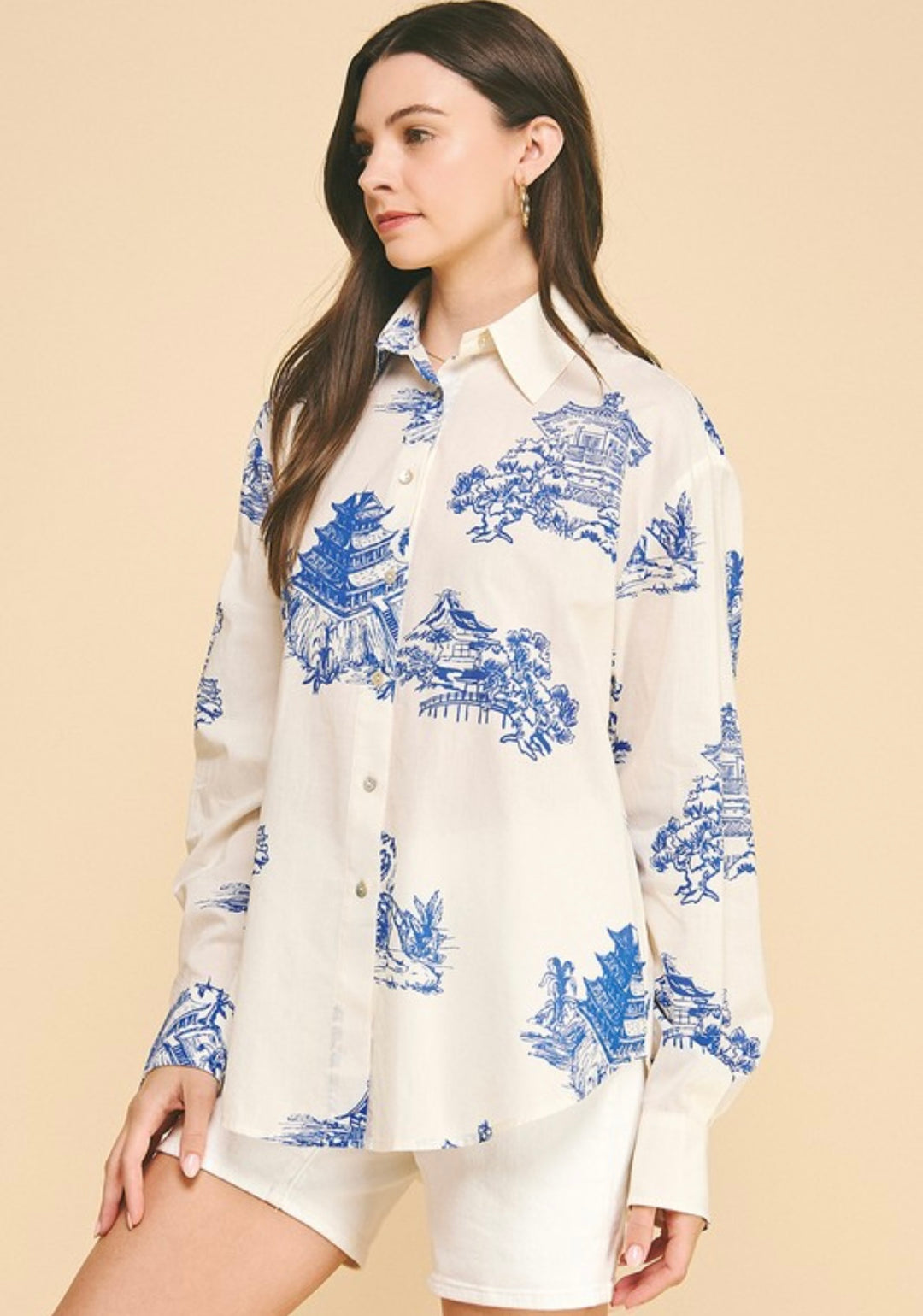 Chinoiserie Print Button Down