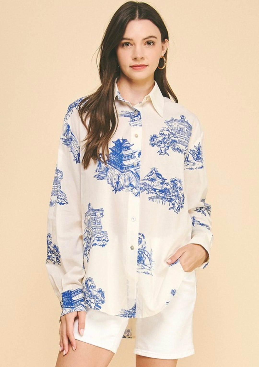 Chinoiserie Print Button Down