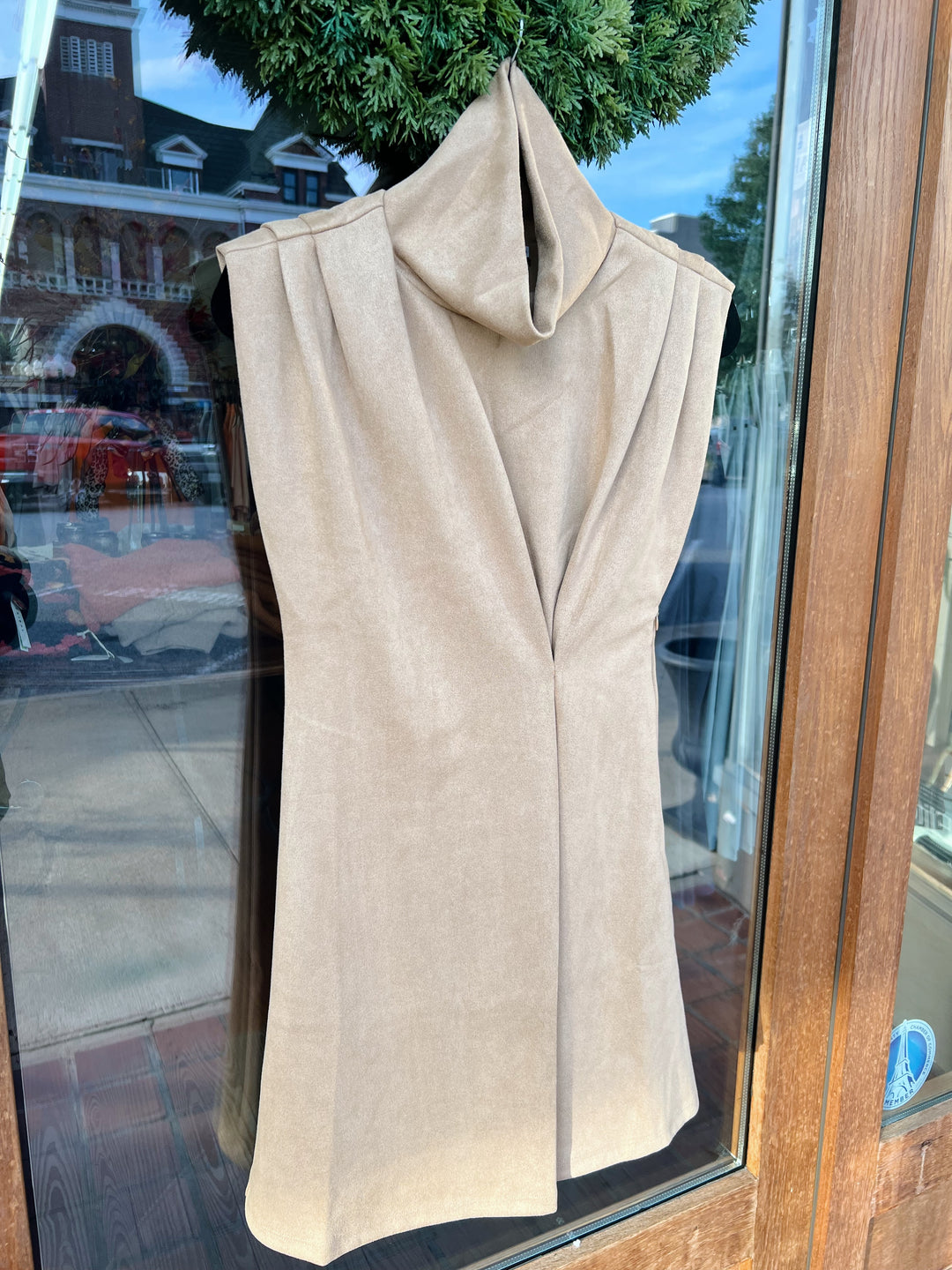 THML Turtleneck Suede Dress- Camel