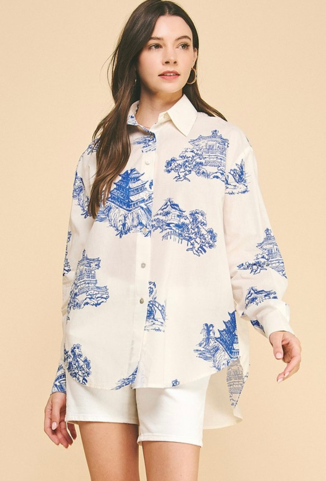 Chinoiserie Print Button Down