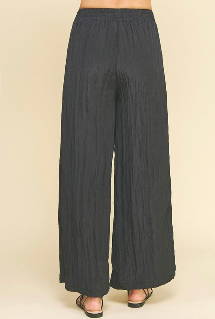 Textured Wide Leg Woven Pants - Ink