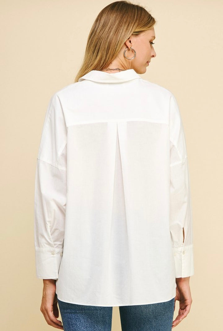 Solid Woven Basic Shirt- White