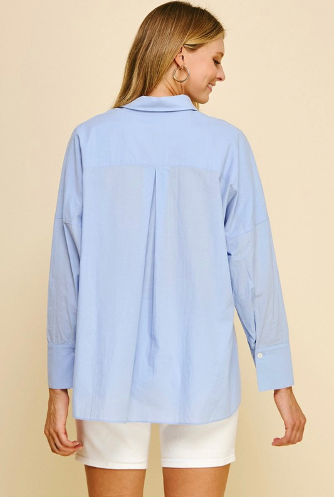 Solid Woven Basic Shirt- Blue