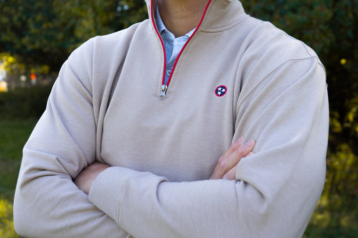 Volunteer Traditions Tristar Quarter Zip Pullover - Heather Oatmeal