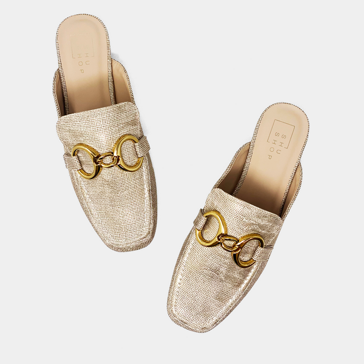 Shushop Andromeda Mule- Gold Raffia