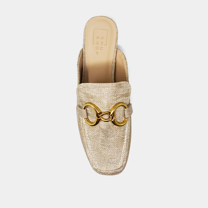 Shushop Andromeda Mule- Gold Raffia