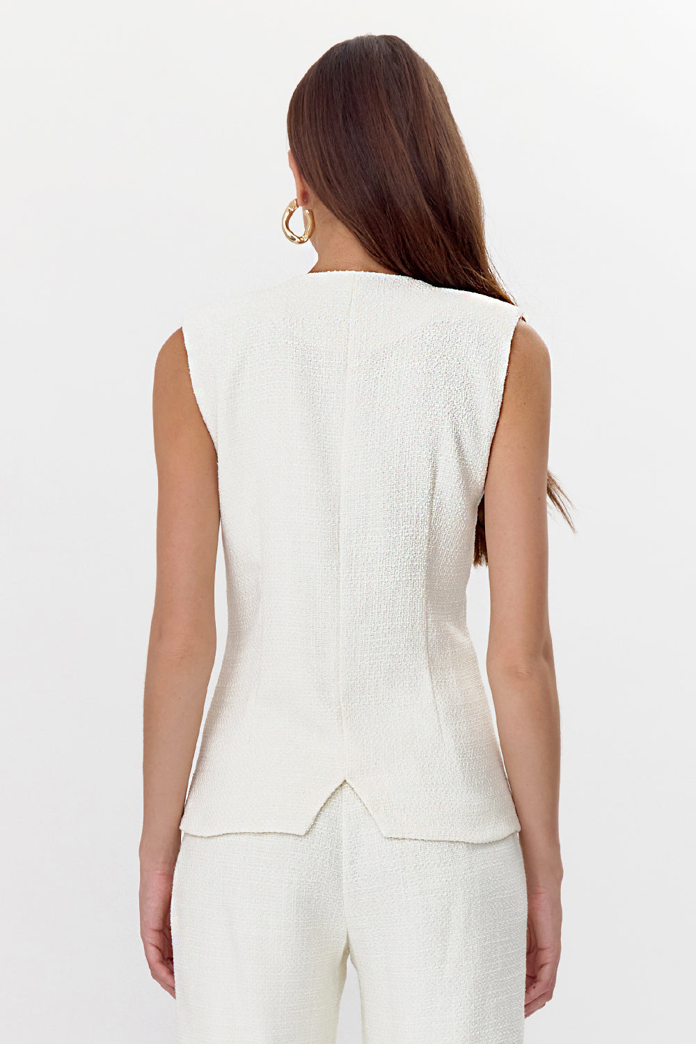 Adelyn Rae Jackie Tweed Vest - Ivory