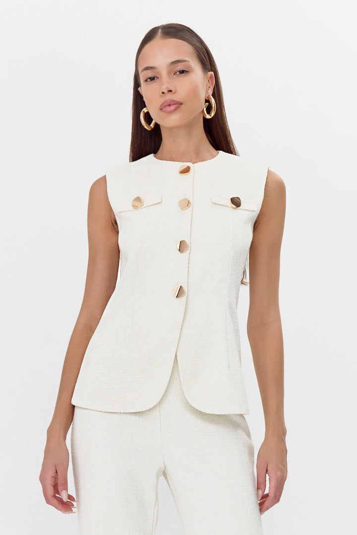 Adelyn Rae Jackie Tweed Vest - Ivory