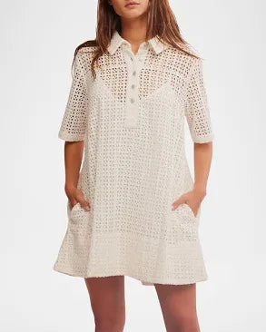 Free People Remino Eyelet Mini Dress- Bright White