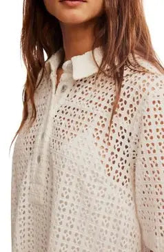 Free People Remino Eyelet Mini Dress- Bright White