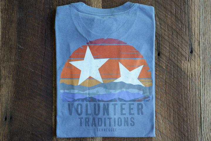 Volunteer Traditions Smokies Pocket Tee- Steel Blue