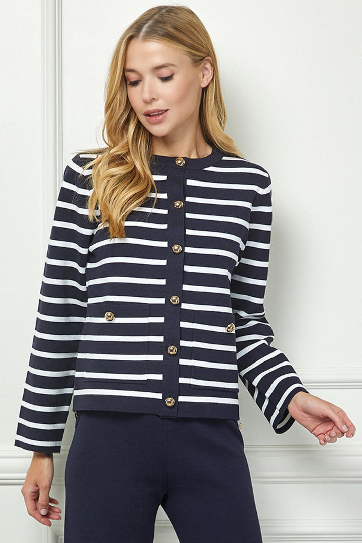 Navy Stripe Cardigan